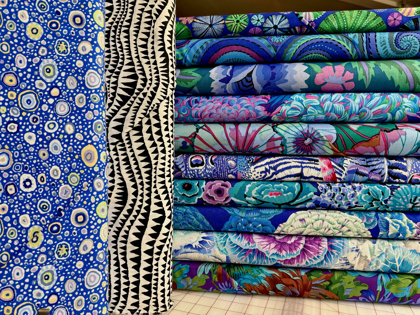 BLUE SWIRLY Fabric Pack -  64" X 80"  - Kaffe Fassett Collective