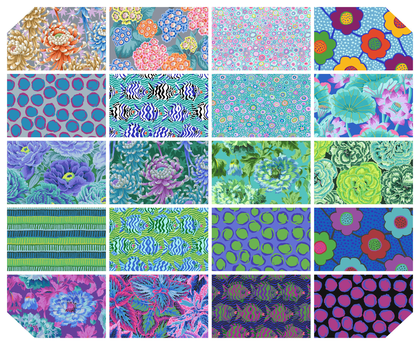 PRE-ORDER - 6" 20pcs AUGUST 2025 DESIGN STRIP - COOL FB4DRGP Kaffe Fassett Collective