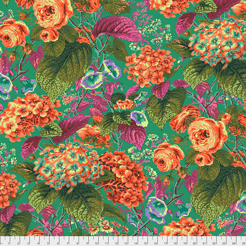 ROSE AND HYDRANGEA Green PWPJ097 PHILIP JACOBS  Kaffe Fassett Collective