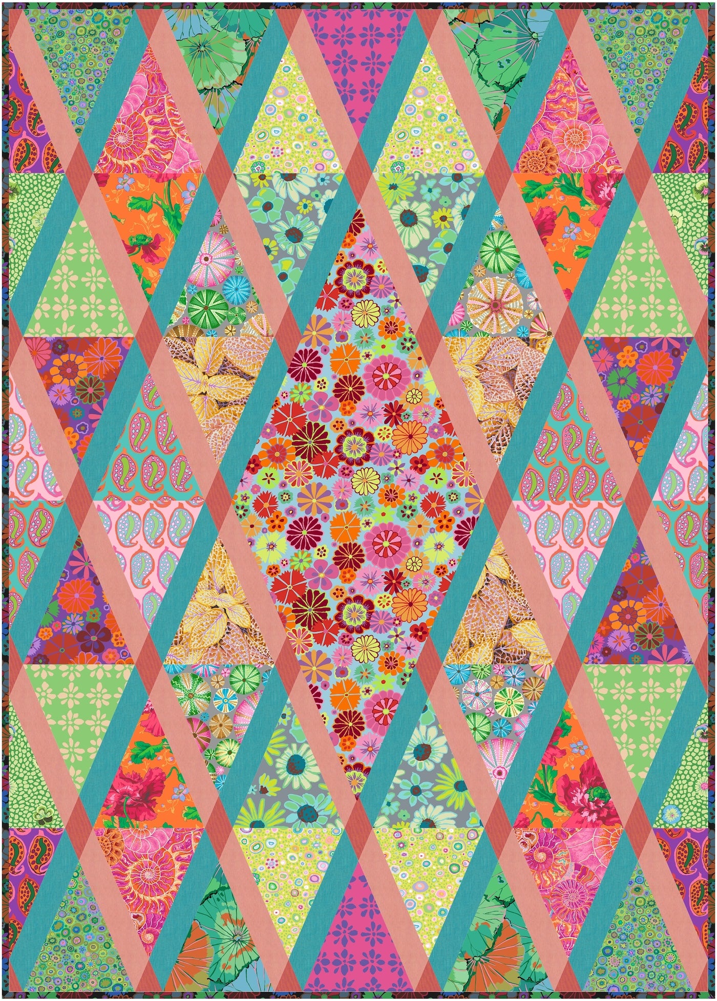 RAINBOW SHERBET DIAMONDS IN THE ROUGH Quilt Kit -  50" X 70 3/8"  - Kaffe Fassett Collective