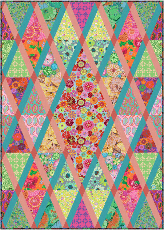 RAINBOW SHERBET DIAMONDS IN THE ROUGH Quilt Kit -  50" X 70 3/8"  - Kaffe Fassett Collective