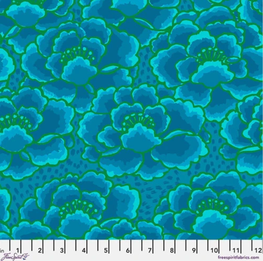 TONAL FLORAL TURQUOISE GP197 - KAFFE FASSETT FEBRUARY 2023