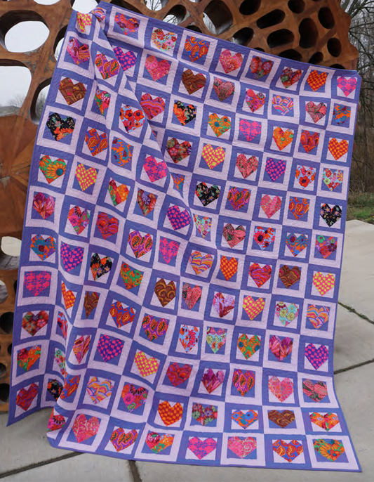 Framed Hearts Quilt - Hot - Download PDF Pattern