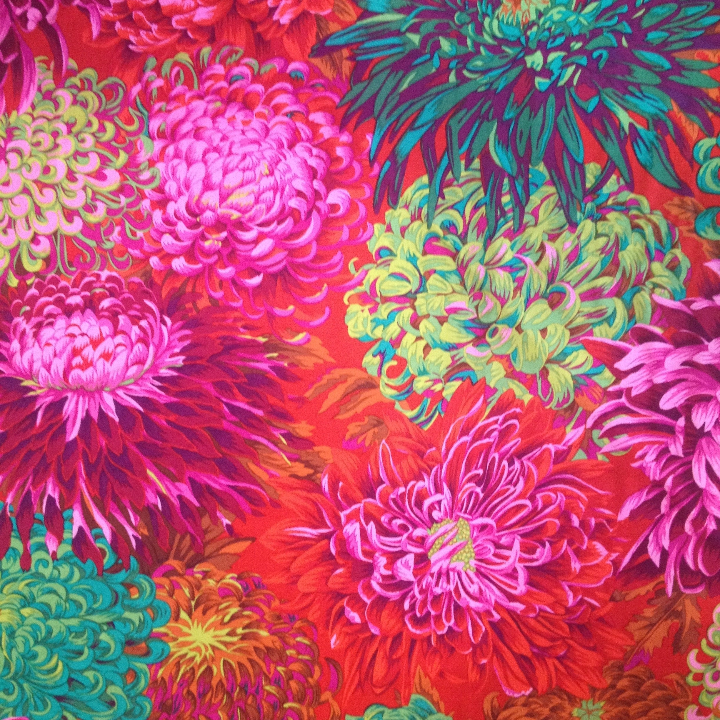 JAPANESE CHRYSANTHEMUM SCARLET Red PWPJ041 Philip Jacobs – Sew Colorful